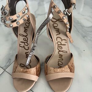 Sam Edelman Tan Heeled Sandals with Ankle Strap